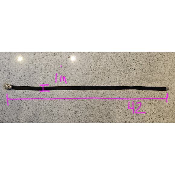 Black Leather Belt with Silver Buckle - Picture 8 of 8